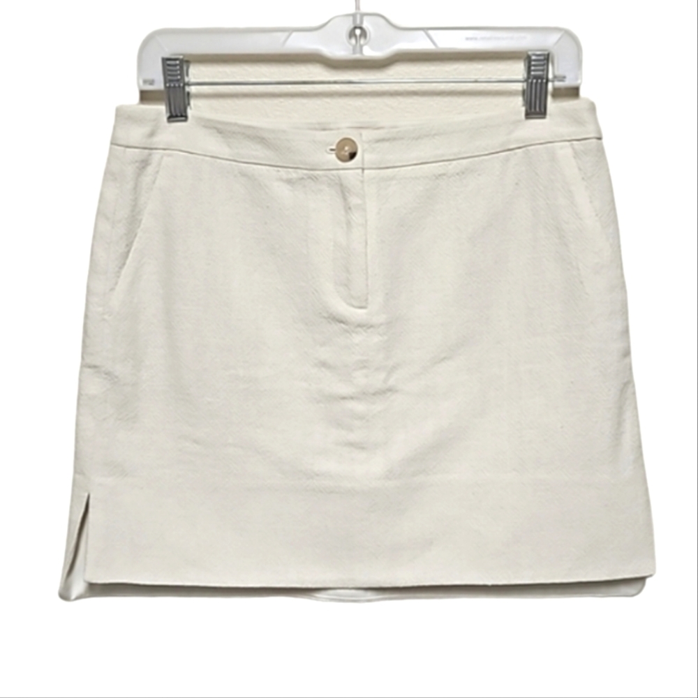 Tory Burch textured A-line cream cotton mini skirt women's size 2